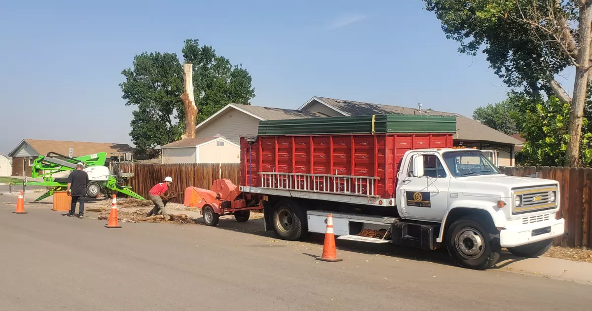 A truck with a red trailer on the side of the road